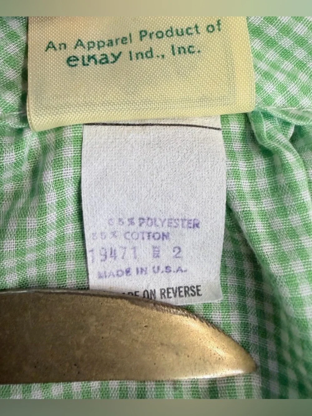 Vintage 80s Cabbage Patch Kids Girl Dress Size 2 Green Gingham Sleeveless tie
